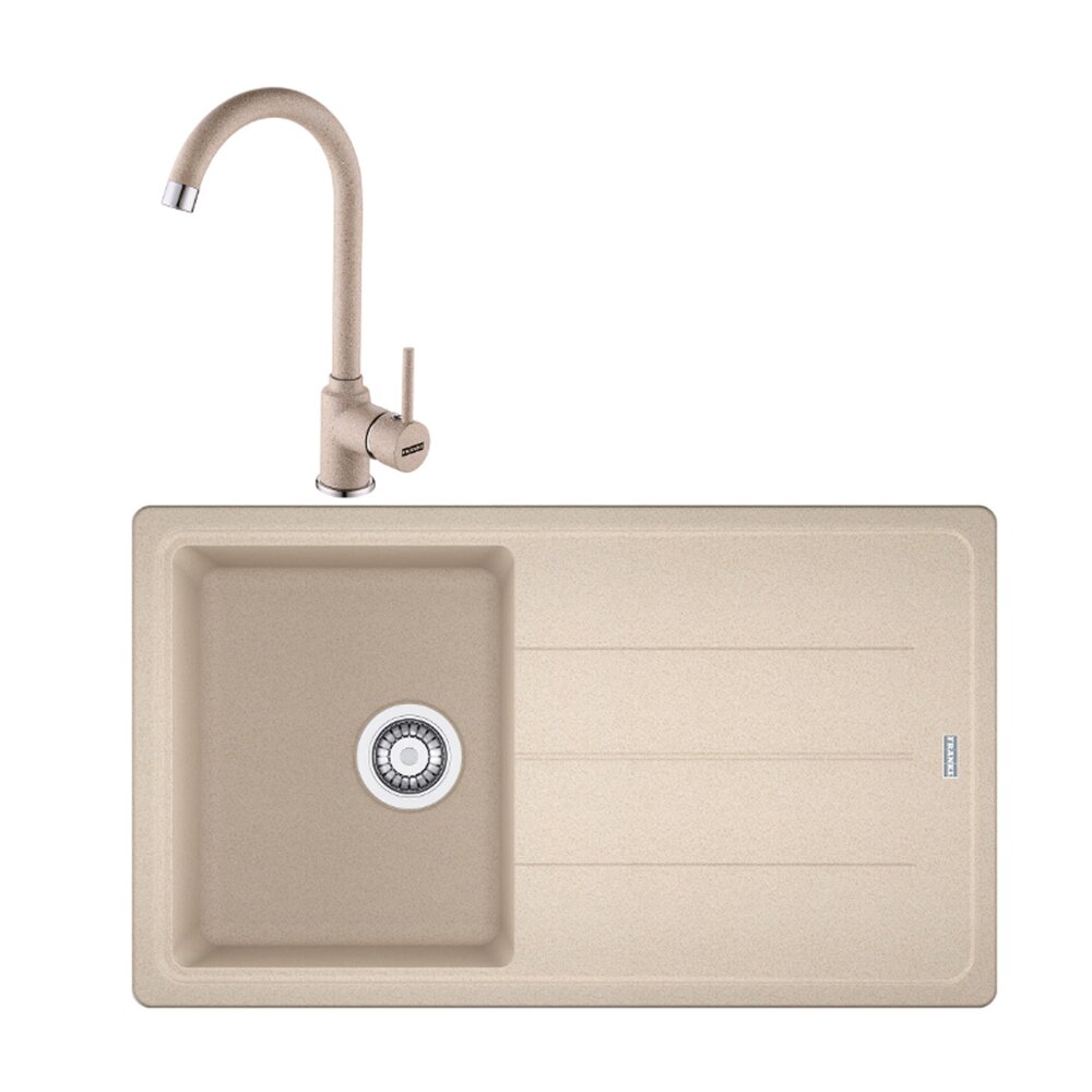 Set chiuveta bucatarie compozit Franke Basis Avena 1 cuva cu picurator 86×50 cm finisaj bej mat cu baterie Pola Bucatarie > Seturi chiuvete si baterii > Noutati Franke