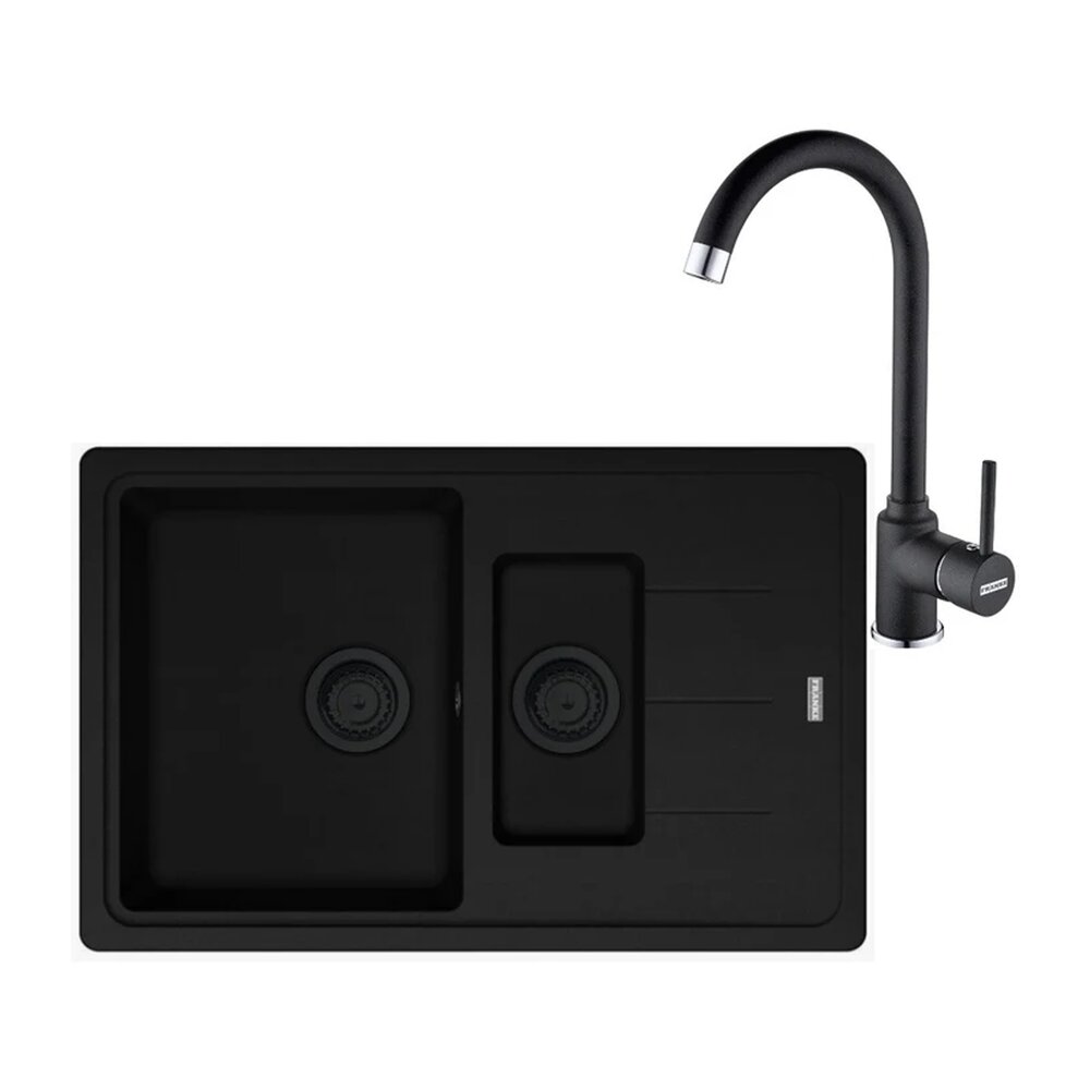 Set chiuveta bucatarie compozit Franke Basis VN 1 cuva 1/2 cu picurator 78×50 cm negru mat cu baterie Pola Bucatarie > Seturi chiuvete si baterii > Noutati Franke