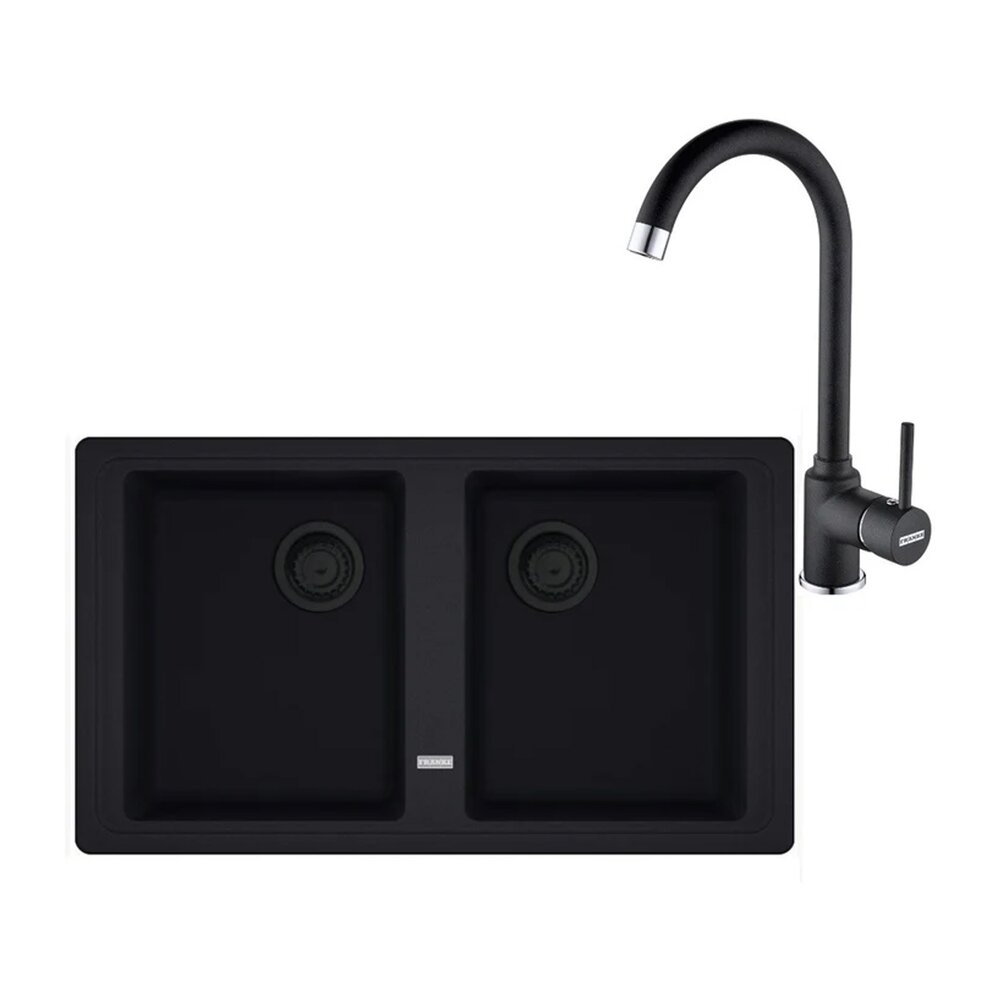 Set chiuveta bucatarie compozit Franke Basis VN 2 cuve fara picurator 86×50 cm finisaj negru mat cu baterie Pola Bucatarie > Seturi chiuvete si baterii > Noutati Franke
