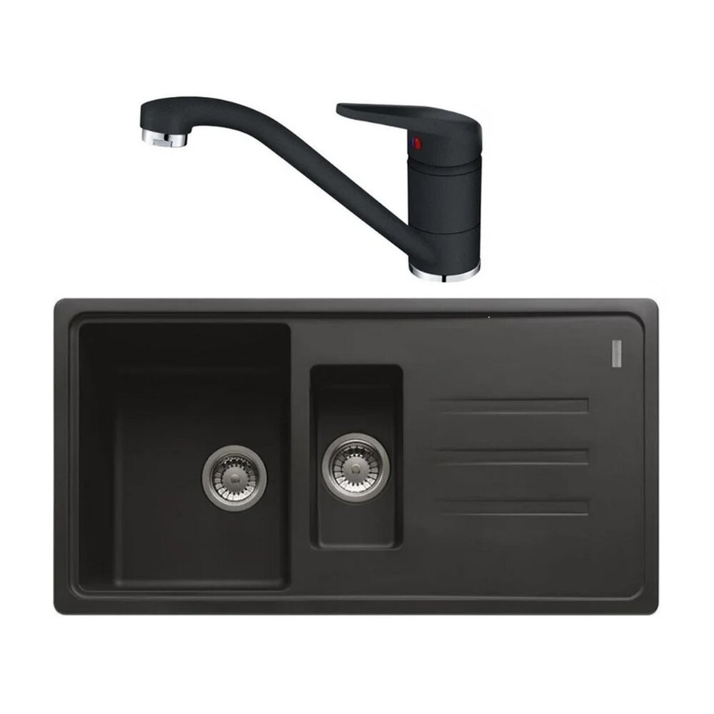 Set chiuveta bucatarie compozit Franke Malta 1 cuva 1/2 cu picurator 97×50 cm finisaj negru mat cu Novara Plus Bucatarie > Seturi chiuvete si baterii > Noutati Franke