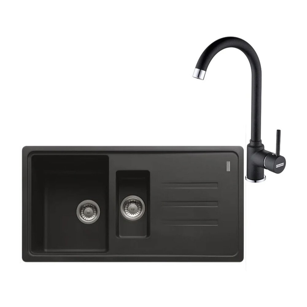 Set chiuveta bucatarie compozit Franke Malta 1 cuva 1/2 cu picurator 97×50 cm finisaj negru mat cu Pola Bucatarie > Seturi chiuvete si baterii > Noutati Franke