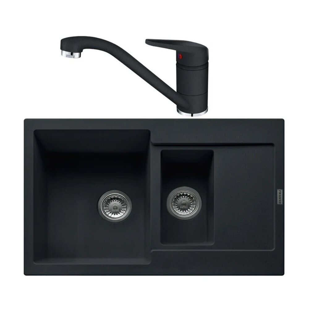 Set chiuveta bucatarie compozit Franke Maris 1 cuva 1/2 cu picurator 78×50 cm finisaj negru mat cu baterie Novara Plus Bucatarie > Seturi chiuvete si baterii > Noutati Franke