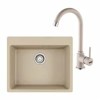 Set chiuveta bucatarie compozit Franke Maris Avena 59x50 cm cu 1 cuva finisaj bej mat si baterie Pola