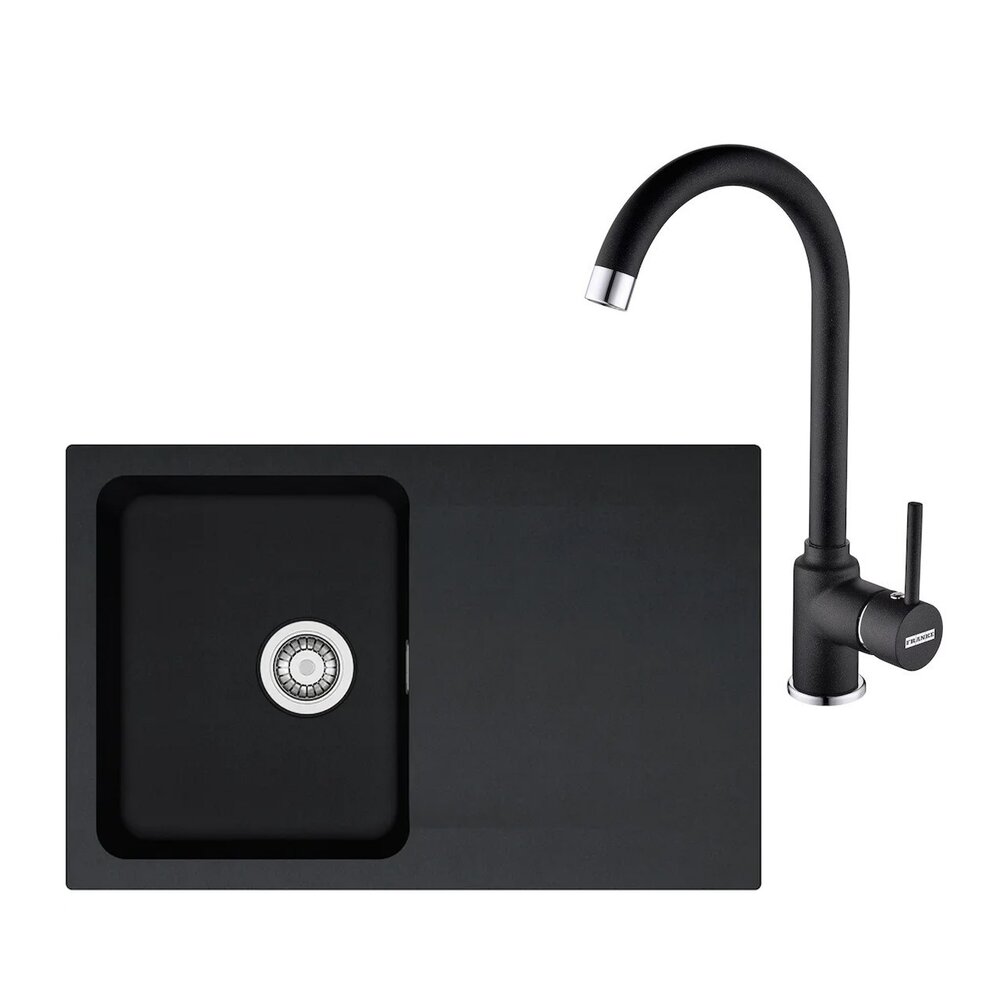 Set chiuveta bucatarie compozit Franke Orion 1 cuva cu picurator 78×50 cm tectonite finisaj negru mat si baterie Pola Bucatarie > Seturi chiuvete si baterii > Noutati Franke