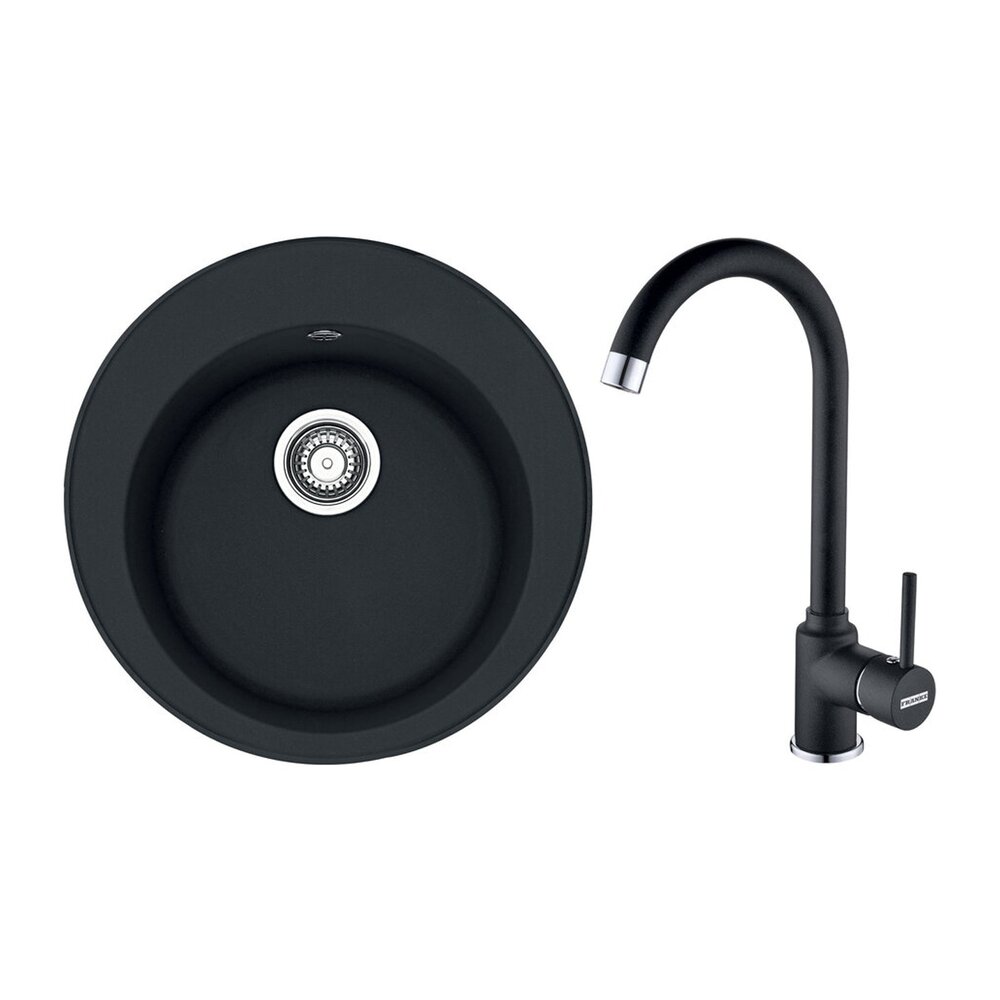 Set chiuveta bucatarie compozit Franke Rotondo 51 cm finisaj negru mat si baterie Pola Bucatarie > Seturi chiuvete si baterii > Noutati Franke