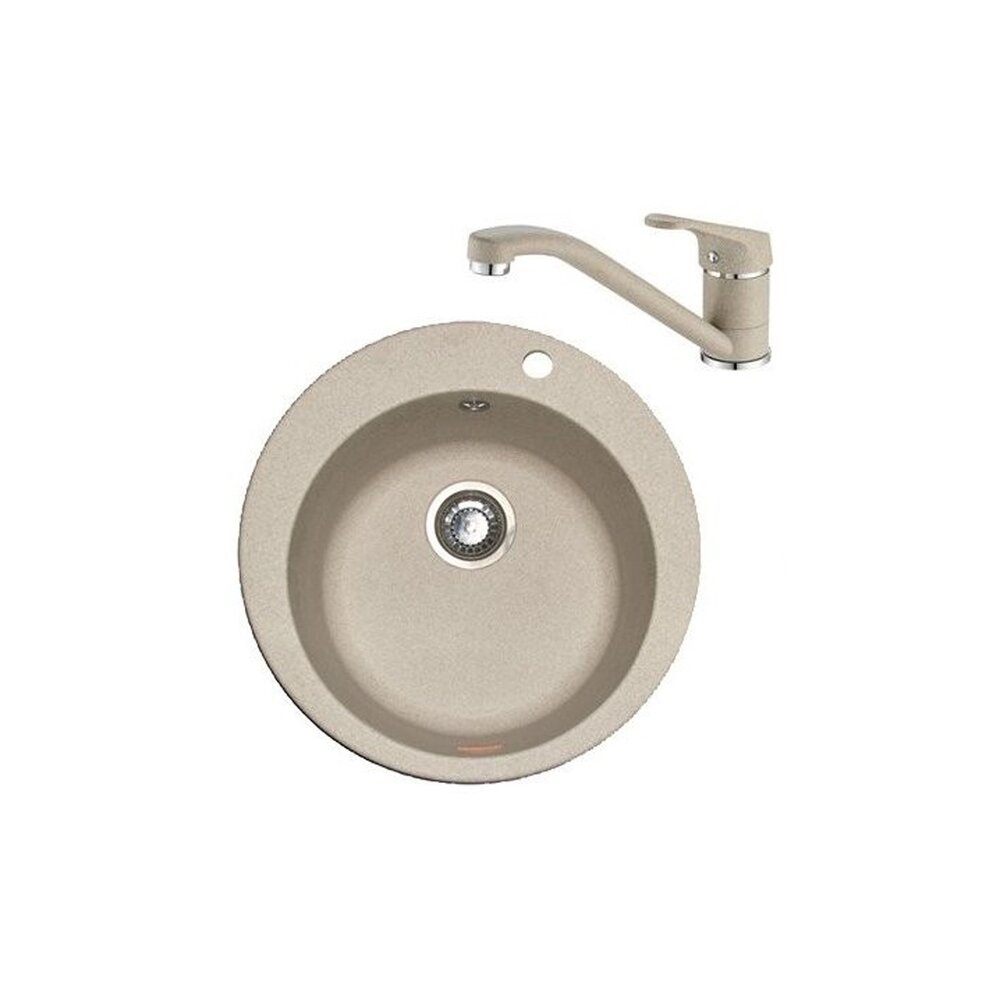 Set chiuveta bucatarie compozit Franke Rotondo Avena 51 cm finisaj bej mat si baterie Novara Plus Bucatarie > Seturi chiuvete si baterii > Noutati Franke
