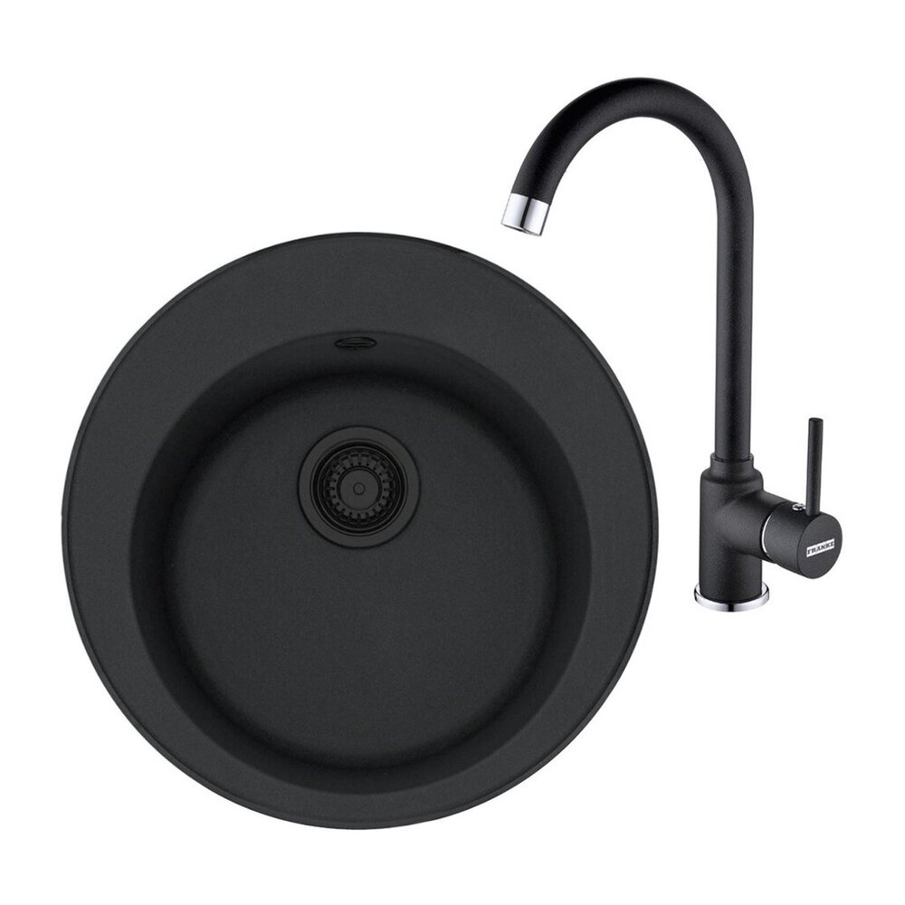 Set chiuveta bucatarie compozit Franke Rotondo VN 51 cm finisaj negru mat si baterie Pola Bucatarie > Seturi chiuvete si baterii > Noutati Franke
