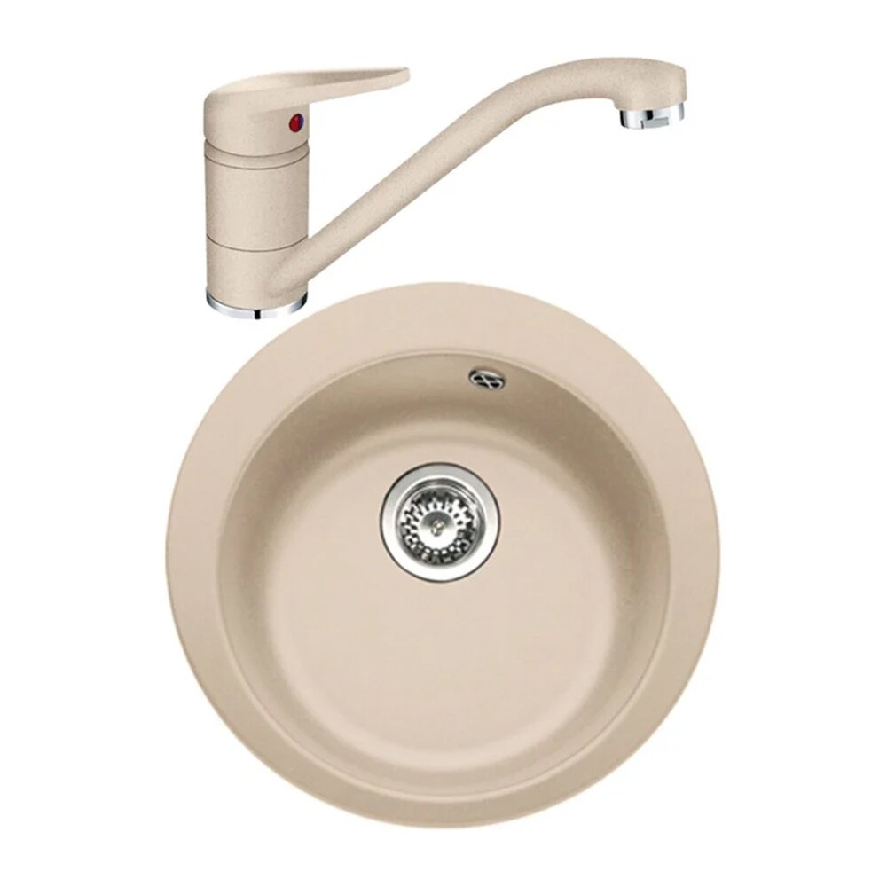 Set chiuveta bucatarie compozit Franke Single Avena 1 cuva 50 cm tectonite finisaj bej mat cu baterie Novara Plus Bucatarie > Seturi chiuvete si baterii > Noutati Franke