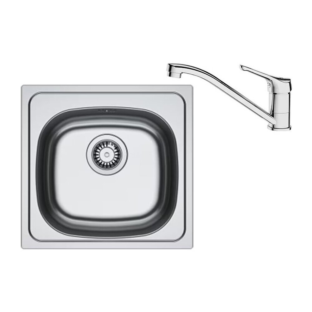 Set chiuveta bucatarie inox Franke Spark 45.5×43.5 cm cu 1 cuva finisaj texturat si baterie crom Bucatarie > Seturi chiuvete si baterii > Noutati Franke