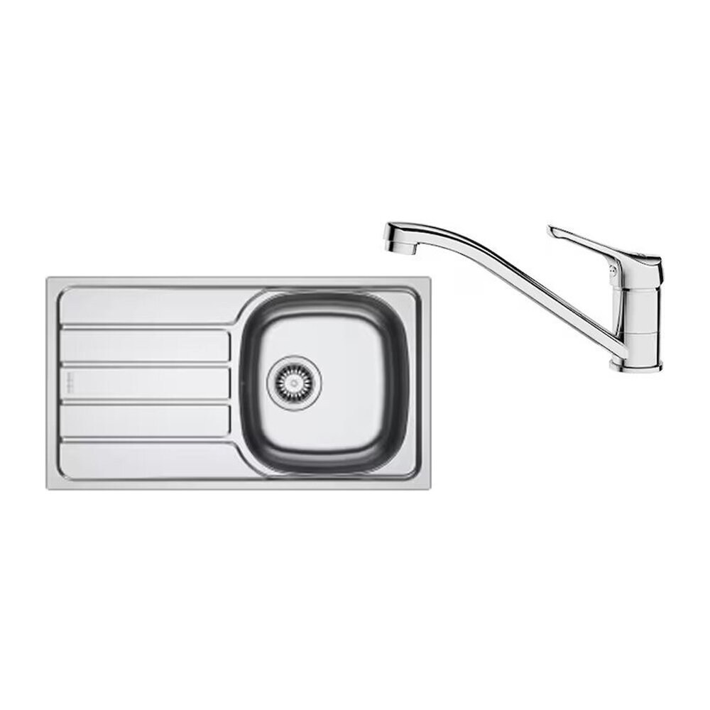 Set chiuveta bucatarie inox Franke Spark 78×43.5 cm cu 1 cuva si picurator stanga finisaj texturat plus baterie crom Bucatarie > Seturi chiuvete si baterii > Noutati Franke