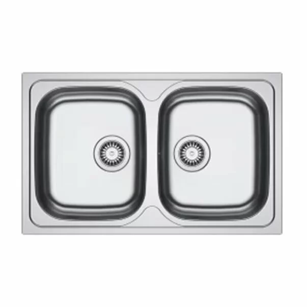 Set chiuveta bucatarie inox Franke Spark 80x50 cm cu 2 cuve fara picurator finisaj texturat plus baterie crom picture - 2
