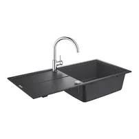 Set chiuveta compozit Grohe K400 60 cm negru si baterie BauClassic