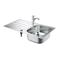 Set chiuveta inox Grohe K200 45 cm 1 cuva cu picurator orientare dreapta si baterie