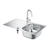 Set chiuveta inox Grohe K200 45 cm 1 cuva cu picurator si baterie