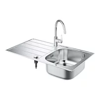 Set chiuveta inox Grohe K200 45 cm 1 cuva cu picurator si baterie