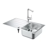 Set chiuveta inox Grohe K500 45 cm 1 cuva cu picurator si baterie