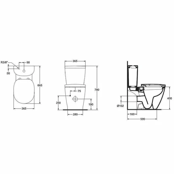 Set vas wc pe pardoseala cu rezervor si capac Ideal Standard Connect picture - 4
