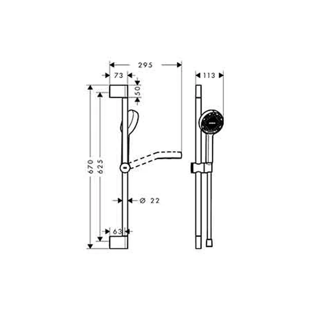 Set de dus cu bara 65 cm Hansgrohe Activera Select S negru mat 2 functii EcoSmart picture - 7