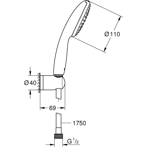 Set de dus cu porter Grohe Vitalio Start 100 crom lucios 1 tip de jet picture - 2