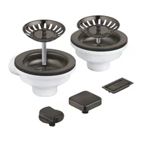 Set de scurgere cu ornament butoane pentru chiuveta dubla Grohe grafit mat