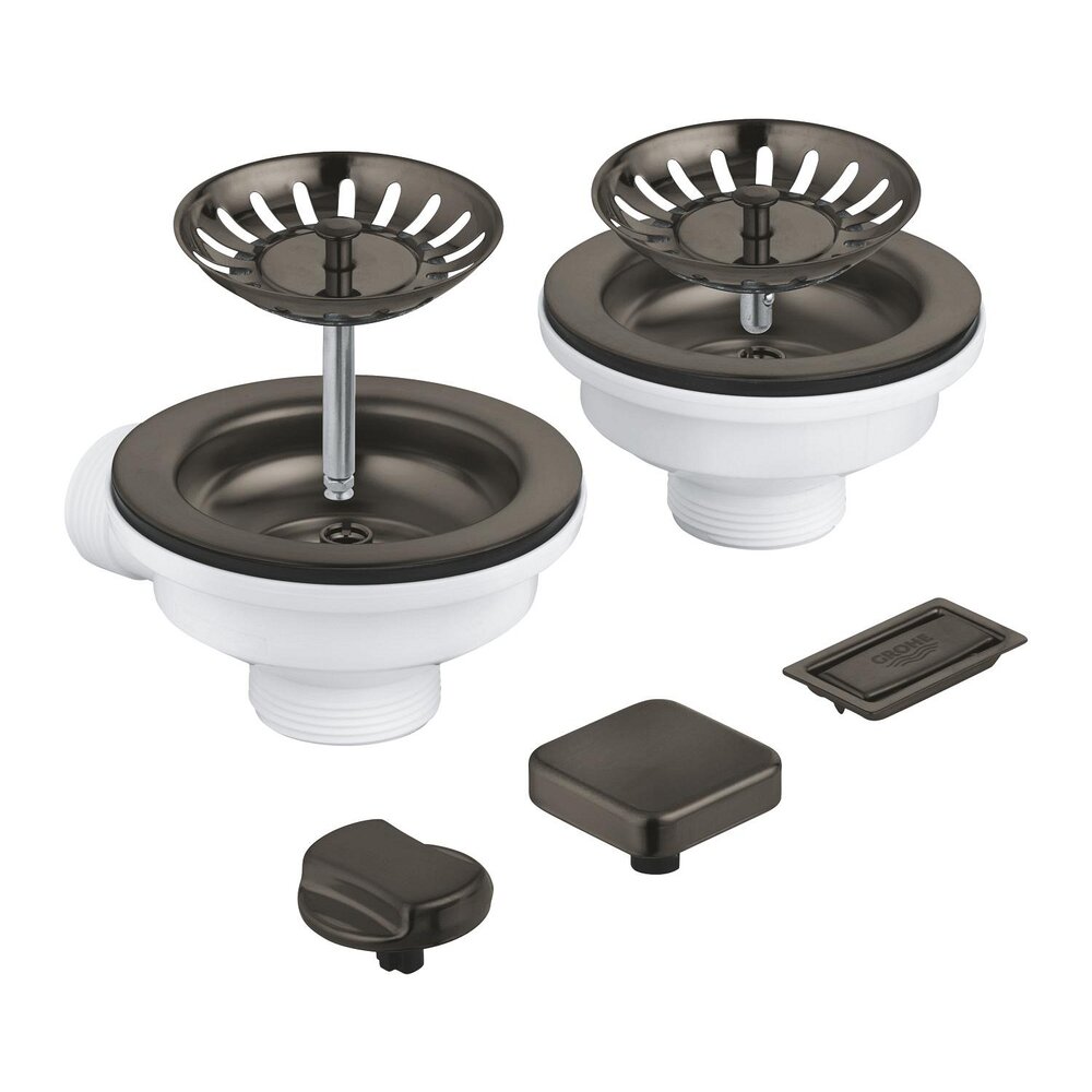 Set de scurgere cu ornament butoane pentru chiuveta dubla Grohe grafit mat