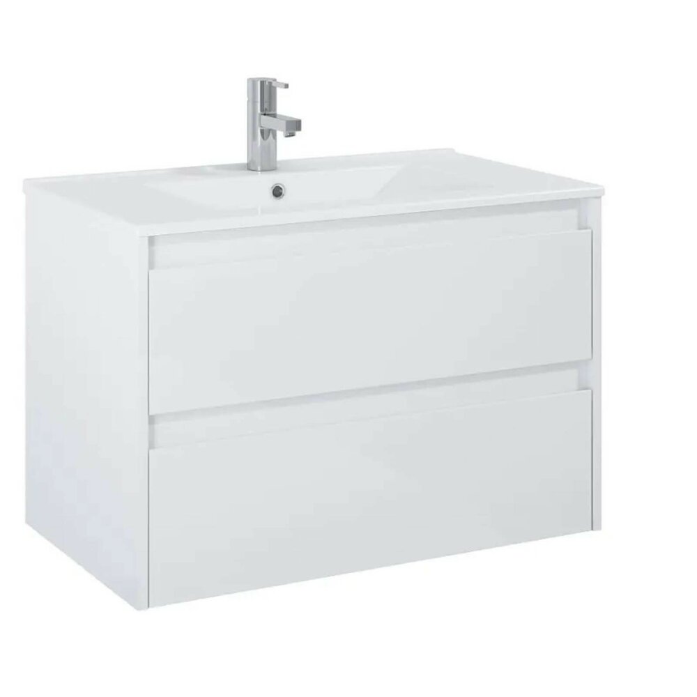 Set dulap baza alb mat si lavoar Roca Unik Claudia 80 cm