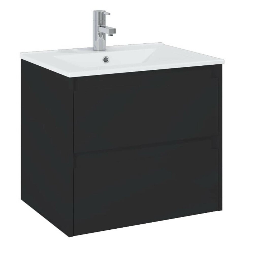 Set dulap baza negru mat si lavoar Roca Unik Claudia 60 cm