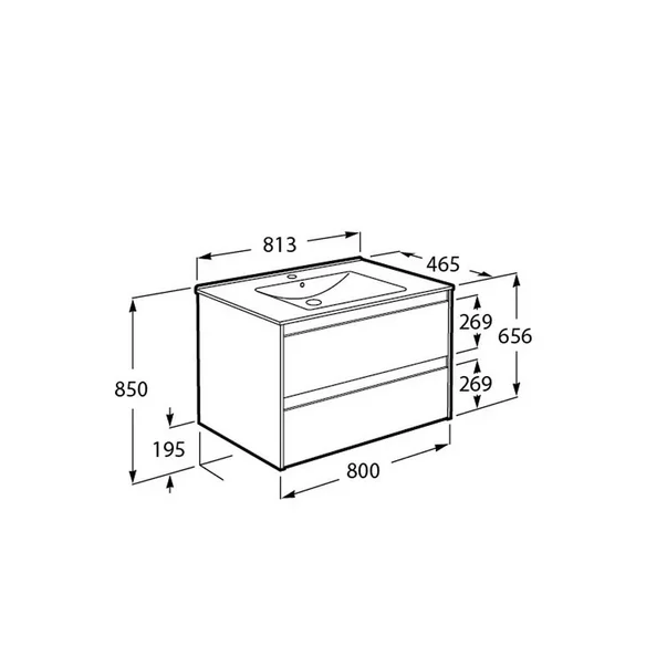 Set dulap baza negru mat si lavoar Roca Unik Claudia 80 cm picture - 2