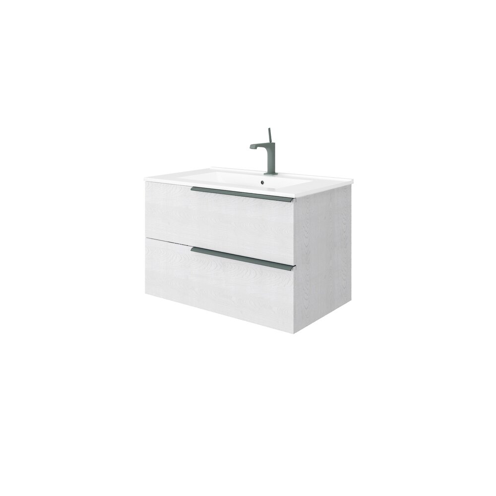 Set dulap baza alb si lavoar Savini Due Oikos Alaska 80 cm