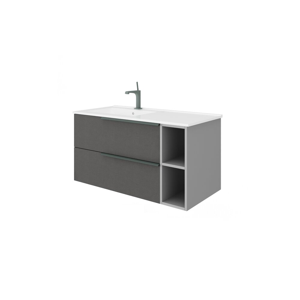 Set dulap baza gri si lavoar Savini Due Oikos SX Lino 100 cm