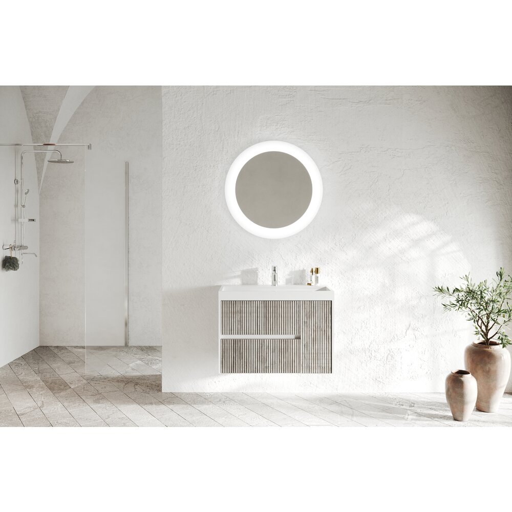 Set dulap baza gri si lavoar Savini Due Portofino 80 cm