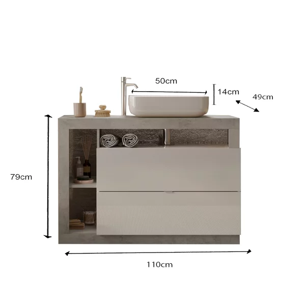 Set dulap baza si lavoar pe pardoseala alb/gri LC Mobili Italia Hamburg 110x79x49 cm picture - 3