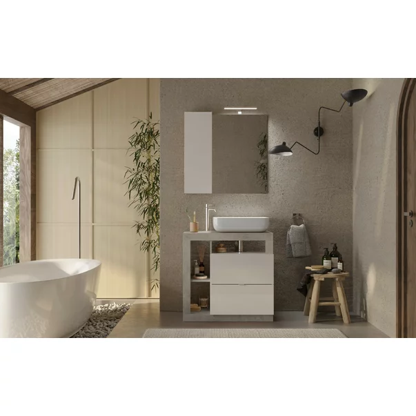 Set dulap baza si lavoar pe pardoseala alb/gri LC Mobili Italia Hamburg 79x79x49 cm picture - 2