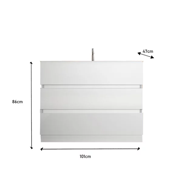 Set dulap baza si lavoar pe pardoseala alb LC Mobili Italia Start 101x86x47 cm picture - 3