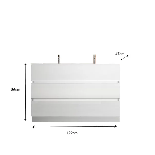 Set dulap baza si lavoar pe pardoseala alb LC Mobili Italia Start 122x86x47 cm picture - 4