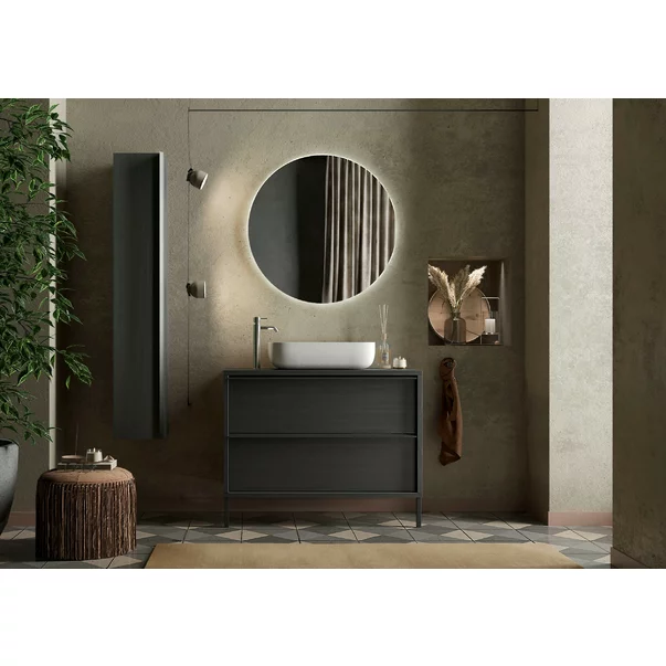 Set dulap baza si lavoar pe pardoseala negru LC Mobili Italia Steel 92x78x43 cm picture - 3