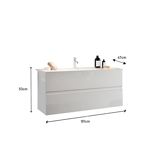 Set dulap baza si lavoar suspendat alb LC Mobili Italia Start 101x53x47 cm picture - 3