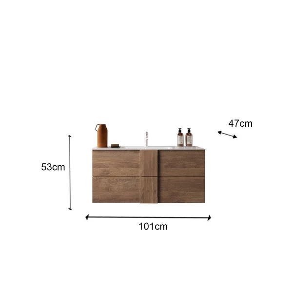 Set dulap baza si lavoar suspendat maro LC Mobili Italia Jupiter 101x53x47 cm picture - 3