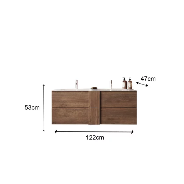 Set dulap baza si lavoar suspendat maro LC Mobili Italia Jupiter 122x53x47 cm picture - 3