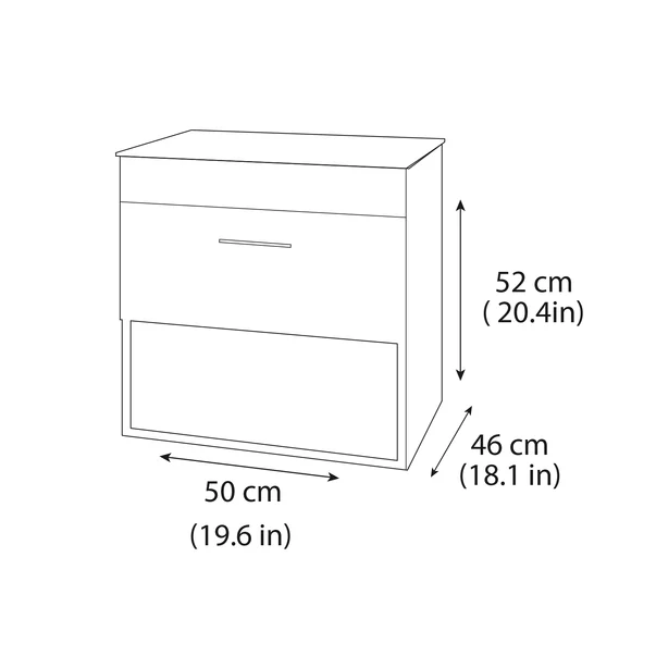 Set dulap baza suspendat alb cu 1 sertar Drop Lines Athena si lavoar alb 50 cm picture - 2