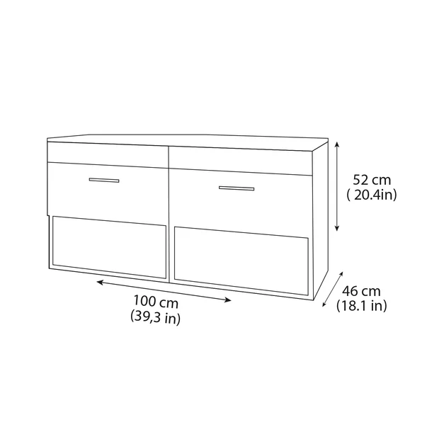 Set dulap baza suspendat alb cu 2 sertare Drop Lines Athena si blat antracit 100 cm picture - 2