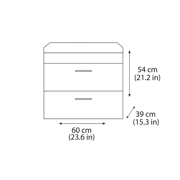 Set dulap baza suspendat alb cu 2 sertare si lavoar alb Drop Lines Diana 60 cm picture - 3