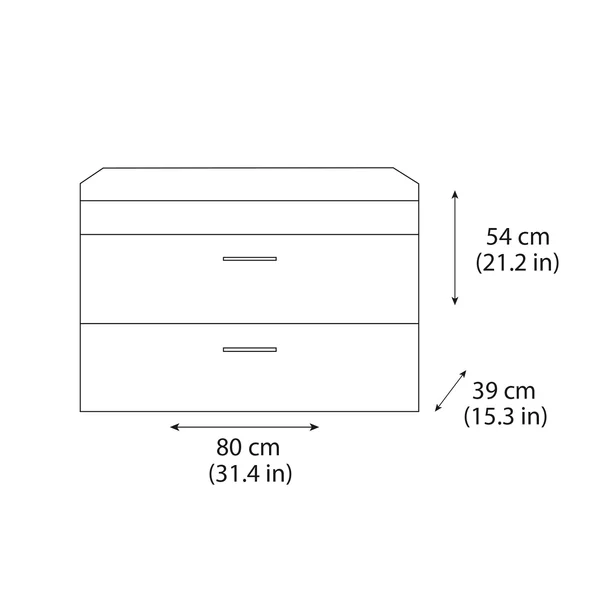 Set dulap baza suspendat alb cu 2 sertare si lavoar alb Drop Lines Diana 80 cm picture - 3