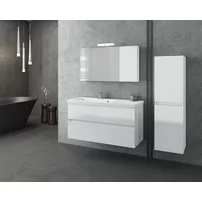 Set dulap baza suspendat alb si lavoar alb Drop Luxus 100 cm