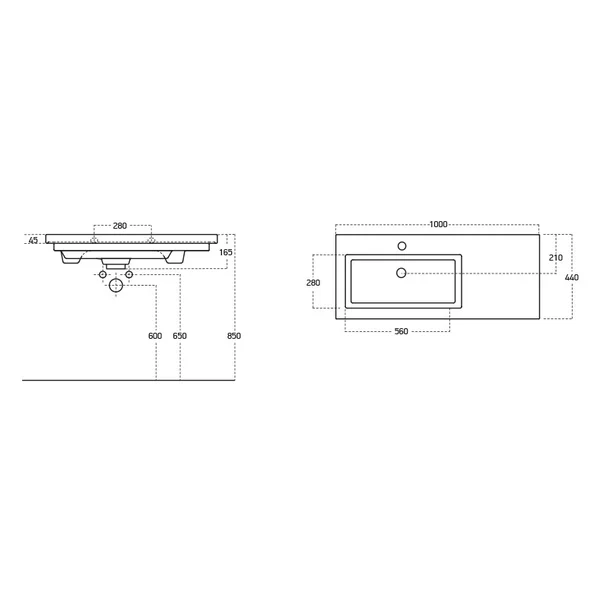 Set dulap baza suspendat alb si lavoar alb Drop Luxus 100 cm picture - 5