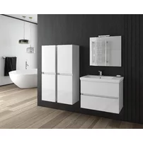 Set dulap baza suspendat alb si lavoar alb Drop Luxus 70 cm