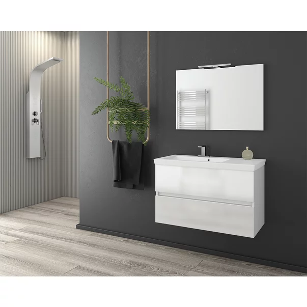 Set dulap baza suspendat alb si lavoar alb Drop Luxus 85 cm picture - 2