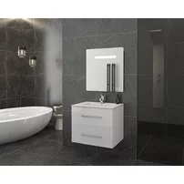 Set dulap baza suspendat alb si lavoar alb Drop Torino 60 cm