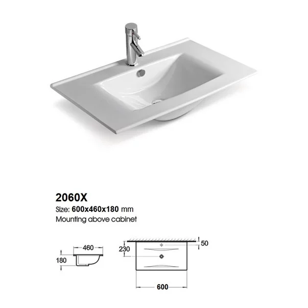 Set dulap baza suspendat alb si lavoar alb Drop Torino 60 cm picture - 2
