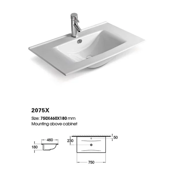 Set dulap baza suspendat alb si lavoar alb Drop Torino 75 cm picture - 2